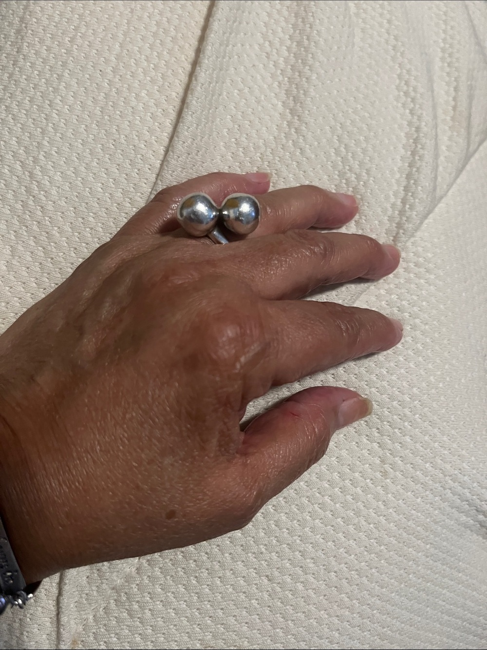 Modern Double Orb Silver Statement Ring